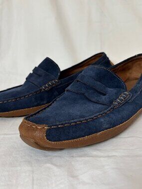 NWOB Cole Haan Wyatt Penny Driver Shoe in Big Dipper Navy Suede Men's Size 9.5M